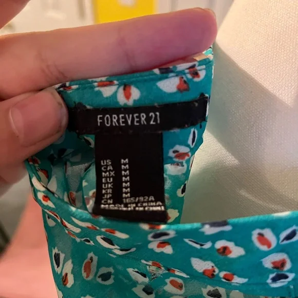 Button-Up Blouse Teal Turquoise Spot Spotted Pattern Patterned Multicolor Medium - Picture 4 of 4